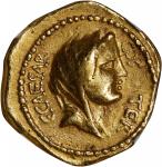 JULIUS CAESAR. AV Aureus (8.02 gms), Rome Mint; A. Hirtius, praetor, 46 B.C. NGC Ch VF, Strike: 5/5 