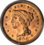 1856 Braided Hair Cent. N-8. Rarity-4. Upright 5. MS-65+ RB (PCGS).