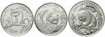 3 pieces: 5 Yuan panda silver 1986, 1993, 1994. Uncirculated, mintcondition