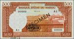 MOROCCO. Banque DEtat. 500 Francs, 1951. P-MOR45Bs. Specimen. PMG Gem Uncirculated 66 EPQ.