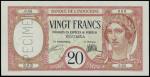 NEW CALEDONIA. Banque De LIndo Chine. 20 Francs, ND (1929). P-37s.
