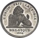 BELGIQUE Léopold Ier (1831-1865). Essai de 20 centimes au lion par Braemt, contremarqué 5 1859, Brux