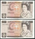 Bank of England, David Henry Fitzroy Somerset (1980-1988), ｣10 (2), ND (1987), serial numbers CS90 7