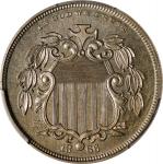 1866 Pattern Shield Nickel. Judd-489, Pollock-577. Rarity-6-. Nickel. Plain Edge. Thick Planchet. Pr