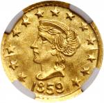 1859 California Gold Token. Round 1/2. Liberty / Bear #2b. MS-67 (NGC).