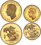 GRANDE-BRETAGNE - UNITED KINGDOMGeorges VI (1936-1952). Coffret Specimen coins, avec 1/2 souverain, 