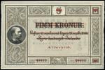 Landsbanki Islands, Provisional issue, part issued 100 kronur, 1919, serial number 49015, blue & pal