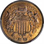 1869 Two-Cent Piece. MS-64 RB (PCGS).
