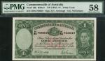 Commonwealth of Australia, £1 (3), ND (1942), prefixes N/74, H/86 and J/47, green on red and green u