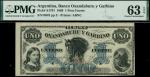El Banco Oxandaburuy Garbino, Argentina, 1 pesos fuerte, 2 January 1869, serial number 0043, black a