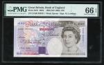 1999年英伦银行20 镑，无日期，编号DA80 999351，PMG 66EPQ，Lowther署名，罕品