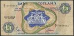 Bank of Scotland, ｣1, 17 July 1968, serial number A/1 0000002, brown, green and blue and pink, arms 