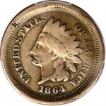 1864 Indian Cent. Copper-Nickel--Broadstruck Out of Collar--VG Details--Damage (PCGS).