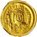 JUSTIN II, 565-578. AV Solidus (4.45 gms), Constantinople Mint, 7th Officina, 567-578. NGC AU, Strik