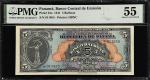 PANAMA. Banco Central de Emision de la Republica de Panama. 5 Balboas, 1941. P-23a. PMG About Uncirc