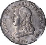 ECUADOR. 5 Francos, 1858-GJ. Quito Mint. NGC MS-61.