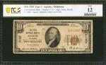 Apache, Oklahoma. $10  1929 Ty. 1. Fr. 1801-1. The First NB. Charter #7127. PCGS Banknote Fine 12.