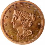 1848 Braided Hair Half Cent. First Restrike. B-2. Rarity-5. Small Berries, Reverse of 1856. Proof-65