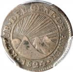 GUATEMALA. Central American Republic. 1/2 Real, 1824-NG M. Nueva Guatemala Mint. PCGS VF-25.