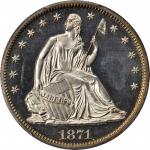 1871 Liberty Seated Half Dollar. Proof-64 (PCGS).