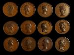 Set of "12 Caesars" Bronze Medals (12 Pieces), ca. 1780. MINT STATE.