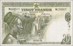 BELGIAN CONGO. Banque Centrale du Congo Belge et du Ruanda-Urundi. 20 Francs, 1954. P-26. Very Fine.