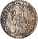 SWITZERLAND. 2 Francs, 1907-B. Bern Mint. PCGS AU-53.