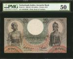 1938-39年荷属印度爪哇银行50盾。 NERLANDS INDIES. Javasche Bank. 50 Gulden, 1938-39. P-81. PMG About Uncirculate