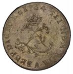 1754-A Sou Marque. Paris Mint. Vlack-34. Rarity-7. First Semester. AU-58 (PCGS).