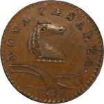 1786 New Jersey Copper. Maris 21-P, W-4920. Rarity-5. Narrow Shield, Curved Plow Beam. MS-62 BN (PCG