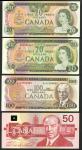 x Bank of Canada, $20 (2), green, Lawson-Bouey signatures, $50, red, Thiessen-Crow signatures and $1