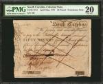 SC-97.2. South Carolina. April-May, 1775. 50 Pound. PMG Very Fine 20. Promissory Note.