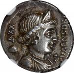 ROMAN REPUBLIC. L. Farsuleius Mensor. AR Denarius (3.81 gms), Rome Mint, 76 B.C. NGC AU, Strike: 4/5