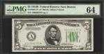 Fr. 1958-A*. 1934B $5  Federal Reserve Star Note. Boston. PMG Choice Uncirculated 64.