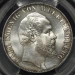 GERMANY Wurttemberg ヴュ儿テンベ儿ク Taler 1871 PCGS-MS64 UNC