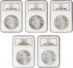 Lot of (5) 1887 Morgan Silver Dollars. MS-63 (NGC).