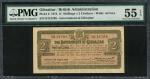 Government of Gibraltar, 2 shillings, 6 August 1914, Series B, black serial number B112768, green te