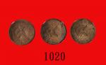 民国湖南省造铜元二十文，双旗三枚Hu-nan Province, Copper  20 Cash, ND (1919) (Y-400.5). SOLD AS IO RETURN. All CNCS M