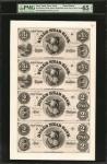 Uncut Sheet of (4) New York, New York. Bulls Head Bank of the City of New York. 1850s $1-$1-$2-$2. P