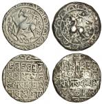 Tripura, Amara Manikya (1577-86), Tankas (2), 10.45, 10.50g, Sk.1502, with title Conquerer of the Wo