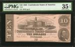 T-52. Confederate Currency. 1862 $10. PMG Choice Very Fine 35 EPQ.