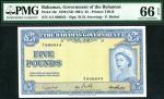 Bahamas Government, £5, ND (1961), serial number A/1 686643, Queen Elizabeth II wearing King George 