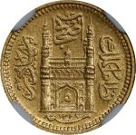 1911年印度1/8 Ashrafi。INDIA. Hyderabad 1/8 Ashrafi, AH 1329 Year 44 (1911). Hyderabad Mint. Mir Mahbub 