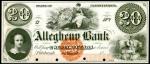 Pittsburgh, Pennsylvania. Allegheny Bank. ND (18xx). $20. Choice Uncirculated. Proof