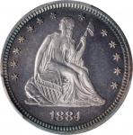 1884 Liberty Seated Quarter. Proof-67 Cameo (PCGS).