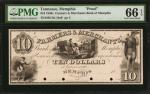 Memphis, Tennessee. Farmers & Merchants Bank of Memphis. 1830s. $10. PMG Gem Uncirculated 66 EPQ. Pr