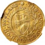 GREAT BRITAIN. Commonwealth. Unite, 1651. London Mint; mm: sun/-. NGC EF-45.