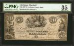 Marshall, Michigan. Calhoun County Bank. 1837.  $50. Choice Very Fine 35.