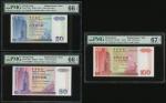1994年中国银行补版3枚，20、50及100元，编号ZZ015312， ZZ000894， ZZ013190， 评PMG 66EPQ， 66EPQ及67EPQ，50元少见