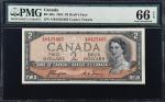 CANADA. Bank of Canada. 2 Dollars, 1954. BC-30a. PMG Gem Uncirculated 66 EPQ.
